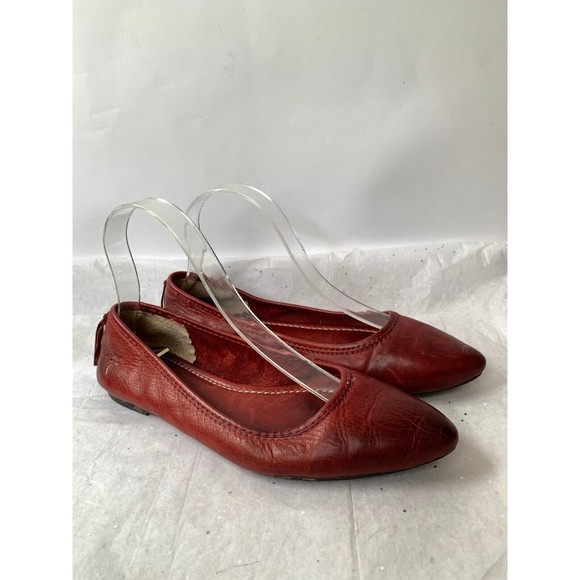 Frye Regina Deep Red Pointed Toe Flats Size 7 Rubber Sole Comfort Padded Insole - Picture 5 of 14